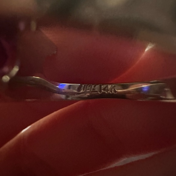 Heavy synthetic alexandrite 14k white gold ring-6.8 grams, size 6.5